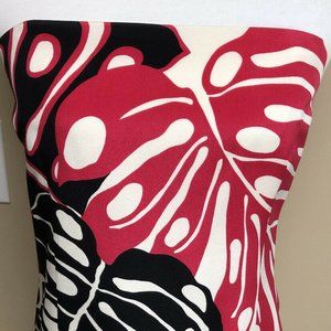 David Meister Dress Size 10 Cream, Black and Pink Sheath Strapless Silk.